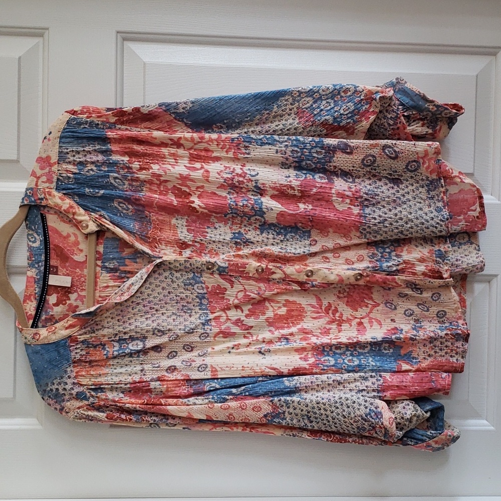 Anthropologie Multicolor Patchwork Blouse - image 1